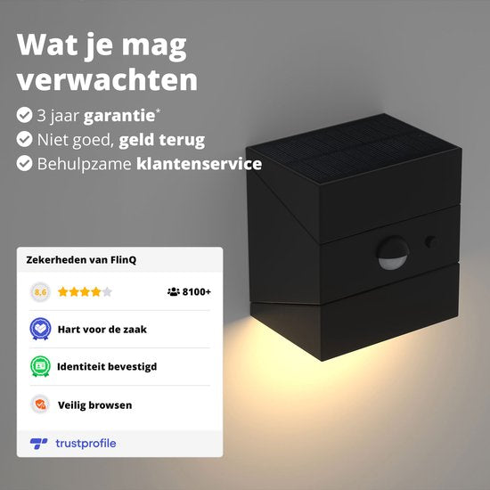 FlinQ Solar TwistCube 2-pack - Transformeerbaar in 4 vormen - Solar Wandlamp Buiten - Buitenlamp op Zonne Energie met Bewegingssensor - LED Tuinverlichting met Dag en Nacht Sensor - Buitenverlichting