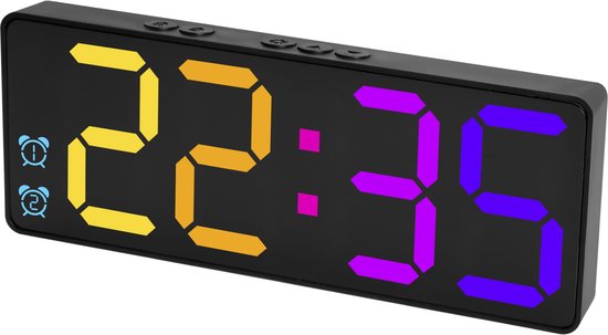 Nuvance - Digitale Wekker - Digitale Klok - Wekkers voor Kinderen & Volwassenen - Reiswekker - Slaapkamer - Led Wekkers Digitaal - Alarmklok - Zwart Kleur