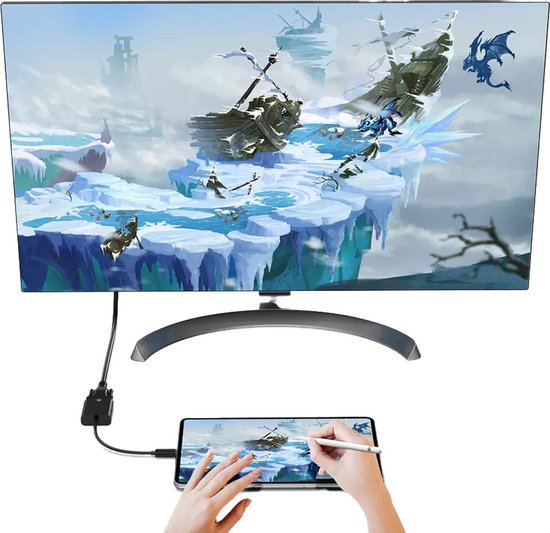 Techvavo® USB C naar VGA Adapter - USB C naar VGA - Full HD 1080P - Man naar Vrouw - Zwart