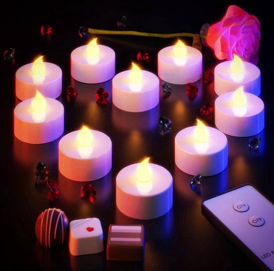 Monzana - 10 x flikkerende LED theelicht - warmwit - met afstandsbediening