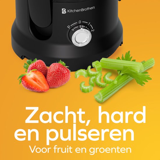 KitchenBrothers Sapcentrifuge - Juicer - Met Pulpcontainer - 500ml - 600W - Zwart
