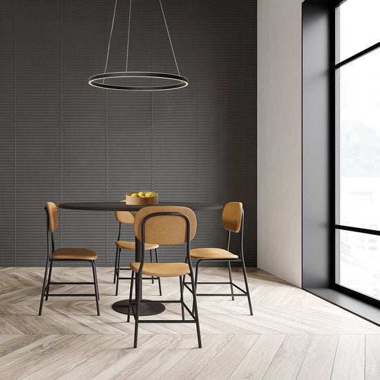 Hanglamp Ringlux 3502ZW Zwart 60cm Design Metaal Steinhauer - Hoogte instelbaar, ideaal voor binnengebruik