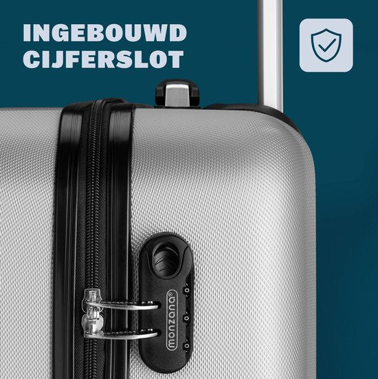 Monzana Set van 3 Hardcase koffers - M/L/XL - Zilver