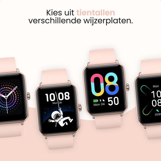 MAOO BOOST Smartwatch – Inclusief Screenprotector – Waterproof – Dames Smartwatch Rosé Goud – Stappenteller, Hartslag & Slaapmonitor – Multisport – Android & iOS – Roze