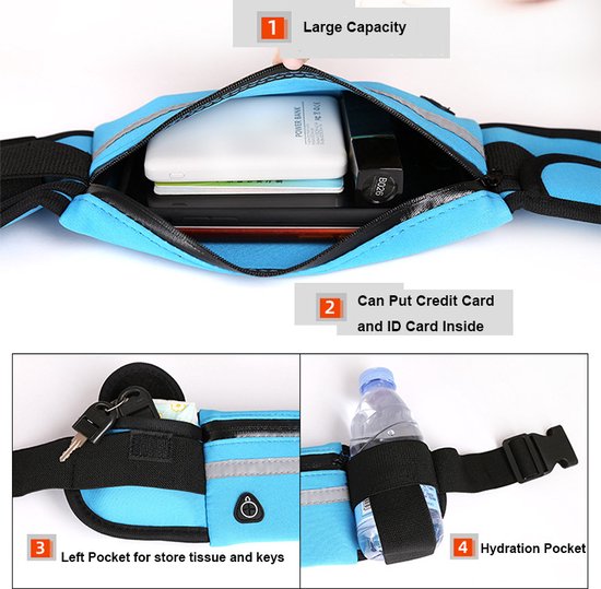 Garpex® Running Belt - Heuptas - Hardloop Telefoonhouder - Hardlooptasje - Heuptasje Dames en Heren - Hardlopen - One Size - Zwart
