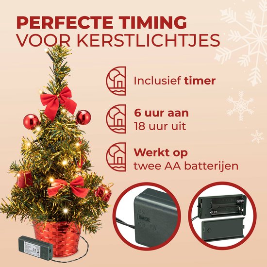 CASARIA Kunstkerstboom Mini - 36cm Leds-Kerstversiering USB - Pvc Groen
