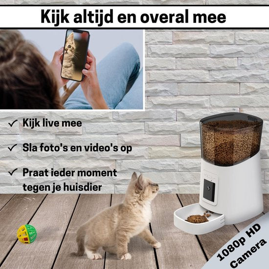 BOME Voerautomaat - Camera en Audio - Inclusief SD-Kaart - Wit
