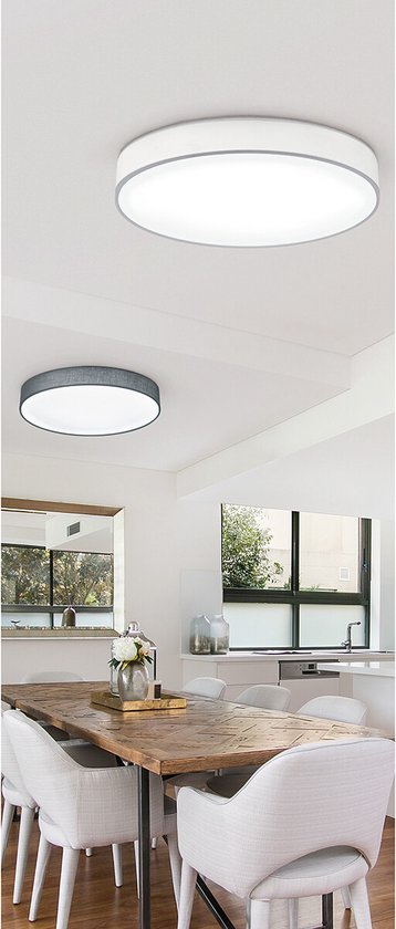 TRIO LUGANO - LED Plafondlamp - 42W - Dimbaar & Afstandsbediening - Nachtlampfunctie - Traploos Instelbare Lichtkleur - Plafondmontage - Grijs
