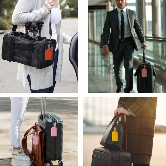 Bagagelabel PU Leer – Set van 2 – Oranje – Koffer Tags – Reizen
