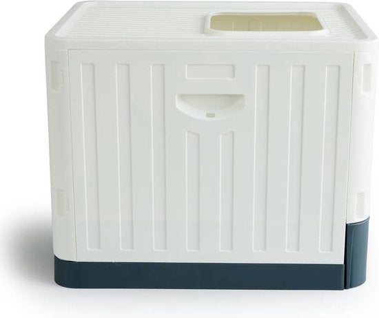 Lifa Living Opvouwbare Kattenbak met Uitschuiflade - Praktisch, Draagbaar en Ruim - Crème/Antraciet