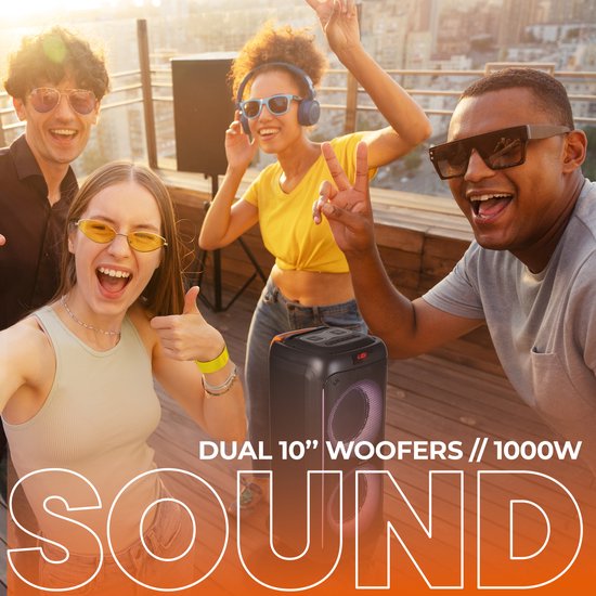 Denver Bluetooth Speaker Party box - Discolichten - Partybox - Incl. Draadloze Microfoon & Afstandsbediening - BPS458