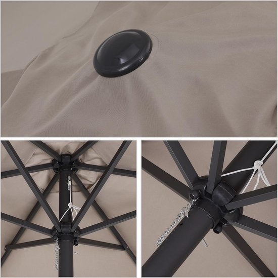 Kingsleeve Parasol - met Draaimechanisme - Taupe Ø 330cm