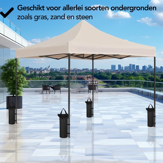 Brixy Partytent - Paviljoen - Easy Up - Opvouwbaar - Waterdicht - Met Draagtas - 300 x 300 cm – Crème
