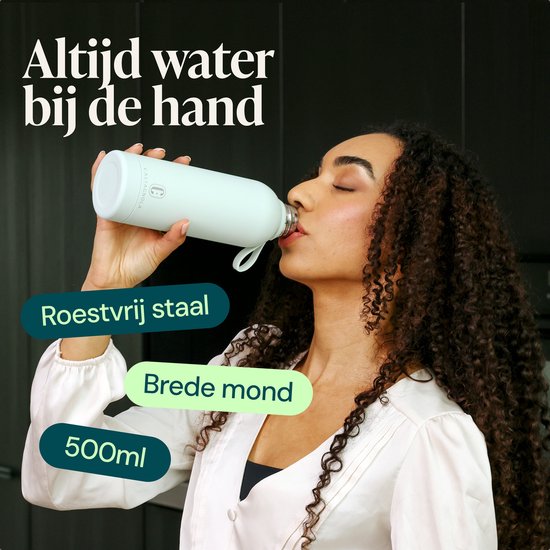 Castagnola Waterfles - RVS Drinkfles 500 ML - Stalen Thermosfles - Drinkflessen voor Volwassenen - Dubbelwandig - Lichtgroen