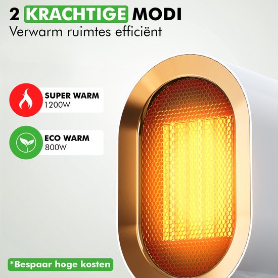 Travelhawk Elektrische Verwarming - Keramische Kachel - 3 Standen - 1200W Heater - Elektrische Kachel met LED Indicatie - Roterend - Zwart