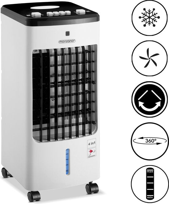Monzana Mobiele Airco Ventilator - 4 Functies 3.5L - Wit Zwart