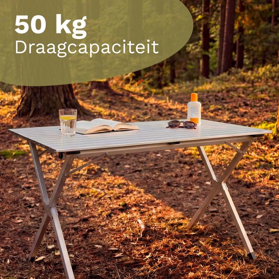 TRVLMORE Campingtafel - 120x70x70cm - Lichtgewicht met Aluminium Frame - Vouwtafel Verstelbaar - Kampeertafel - Klaptafel - Zwart