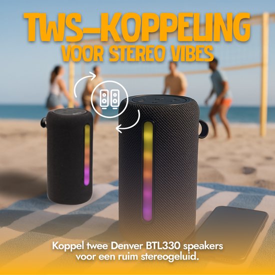 Denver Bluetooth Speaker Draadloos - Lichteffecten - Muziek Box - TWS Pairing - BTL330
