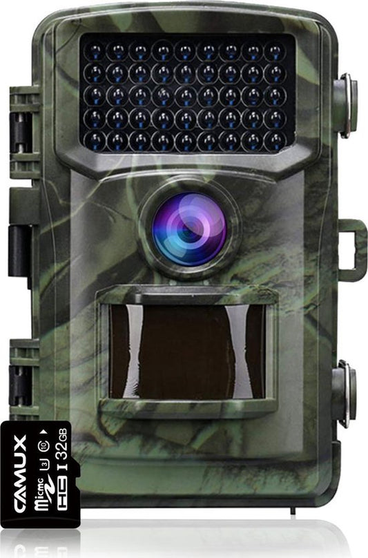 CAMUX Professionele Wildcamera 16MP - Nachtzicht - Incl. 32GB SD Kaart - Groen