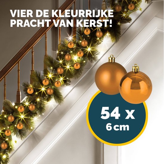 Casaria Kunststof Kerstballen 54 Set - Mat Glanzend Ø 3 4 6 cm Koper Bruin
