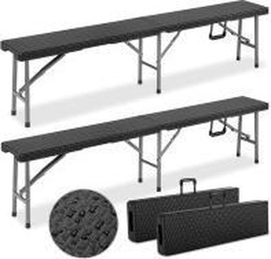 Casaria Tuinbank Vouwbaar - 2 Stuks met Draaggreep -180 cm Zwart