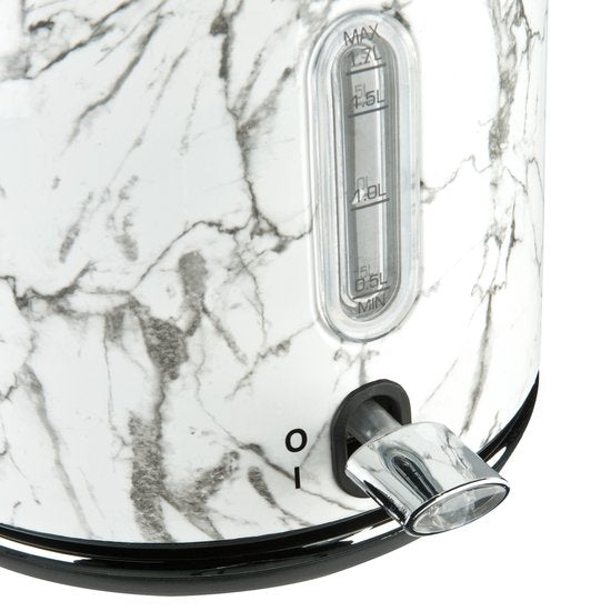 Marble Waterkoker retro - Marmerprint - Snoerloos te gebruiken - Metaal - antikalk waterfilter - ruime 1.7L inhoud voor 8 koppen thee - BPA vrij