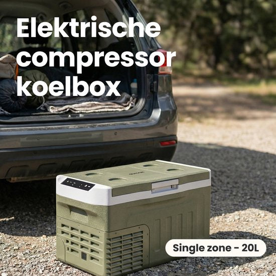 Auronic Elektrische Koelbox - Compressor - 21L - 12V en 240 volt - Camping Koelkast - Frigobox Auto - Groen