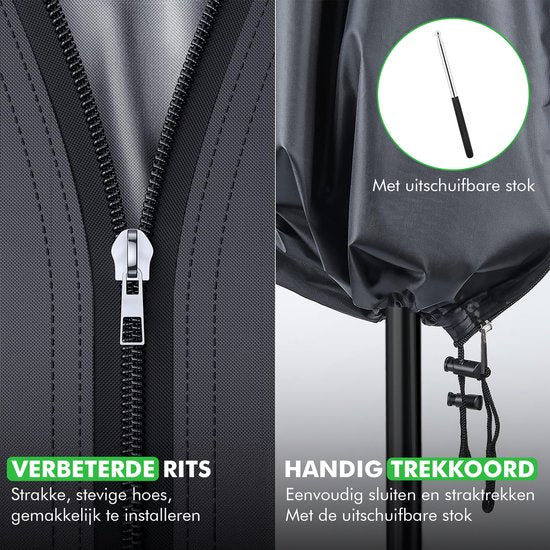 Travelhawk Parasolhoes voor Zweefparasol - Met Rits en Stok - Water & UV dicht - Oxford 420D - Tot 400cm - Zwart