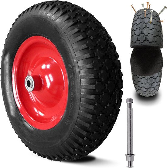 Gardebruk Kruiwagenwiel - Massief Rubber 200kg - 4.80/4.00-8 Ø 390 mm