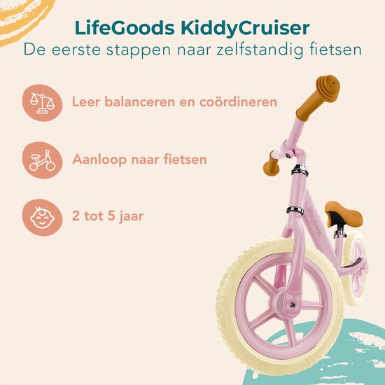 LifeGoods Loopfiets - 2-5 jaar - Jongens en Meisjes - Balance Bike - Roze