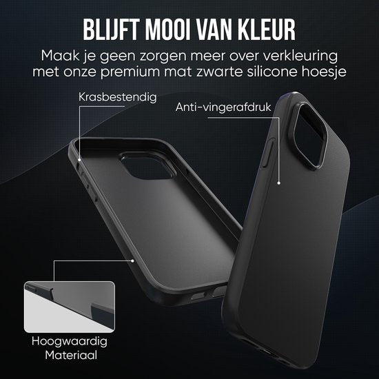 Telefoonhoesje Zwart Geschikt voor Iphone 13 Hoesje Met Screenprotector Beschermglas