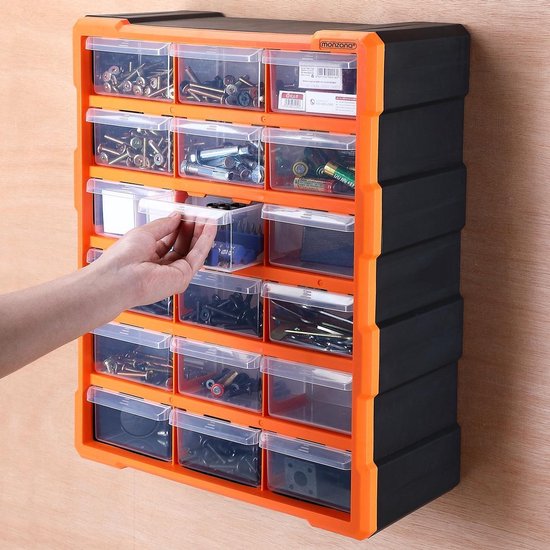 Monzana Assortimentskast - 18 Lades 47,5x38x16cm – Oranje Zwart