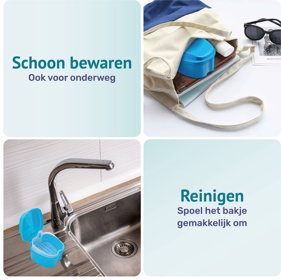 Alyze Gebitsbakje - Beugelbakje - Incl. Lekbakje - Voor - Beugel - Kunstgebit - Prothese - Beugelbakje - Beugeldoosje - Bakje