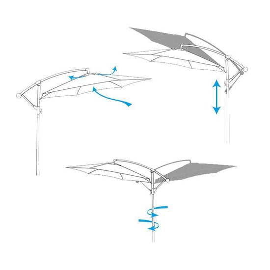 Lifetime Garden Zweefparasol met Voet - Parasol Kantelbaar - ⌀300 x 300 cm - Balkonparasol met Opdraaisysteem - Verstelbaar tot 3 meter hoog - Champagne Zonnescherm