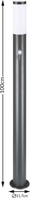 Monzana Padverlichting/ Buitenlamp / Tuinverlichting - Tuin - RVS -Met Sensor - 100 x 12 cm - Antraciet