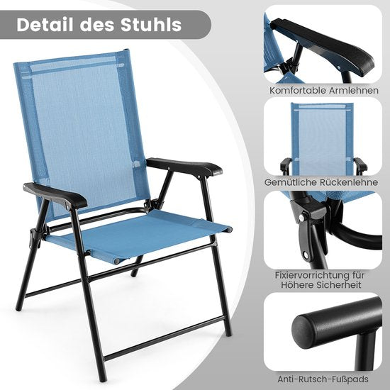 Coast Opvouwbare Stoel - 2 Stuks - 65 x 60 x 93 cm - Max. 150Kg. - Blauw