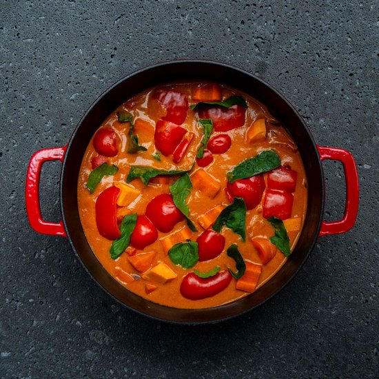 Combekk Gietijzeren Braadpan Ø28cm - 100% Gerecycled - PFAS vrij - Geschikt voor Inductie - 5,3L -Rood