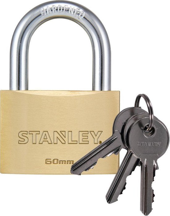 Stanley Hangslot 60 mm – Massief Messing – Inclusief 2 Sleutels – Weerbestendig