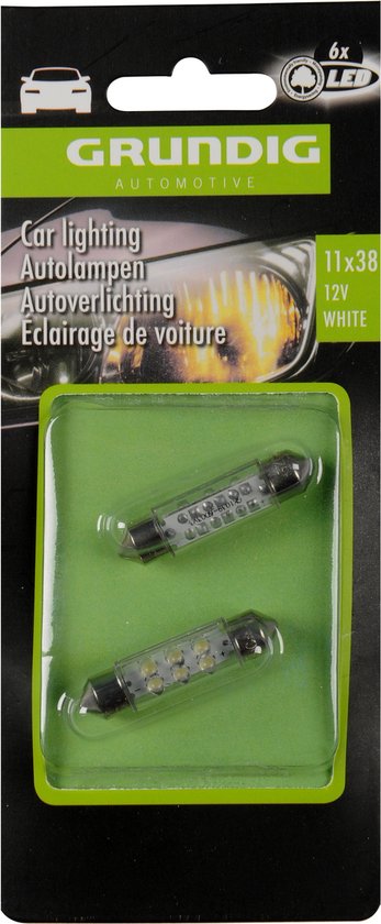 LED Autolampen 12V – 11x38 – Set van 2 – Wit – Interieur/Kenteken Verlichting