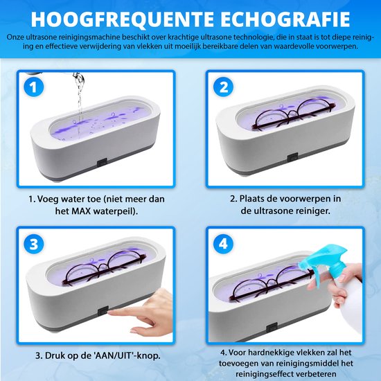 K&L - Ultrasoon Reiniger - Reinigingsapparaat voor Sieraden en Brillen - Ultrasone - Ultrasonic Cleaner - 300ml