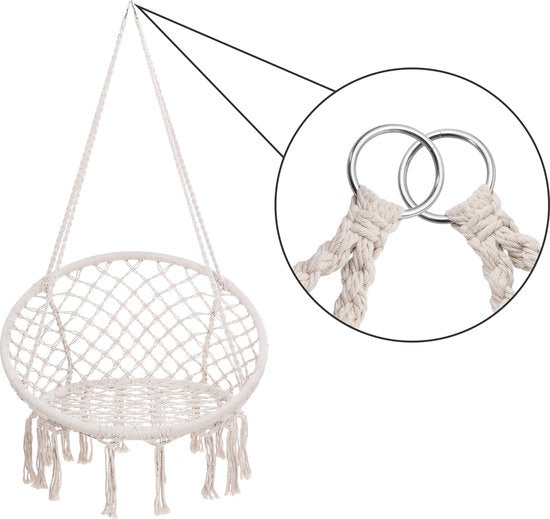 Detex Hangstoel 2 Kussens - Belastbaar tot 150kg 80x60x140cm - Crème