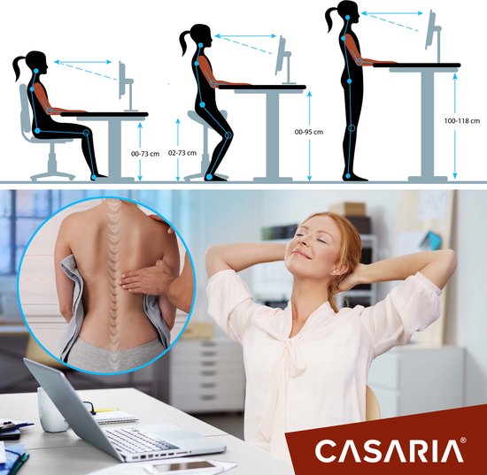 Casaria Zit Sta Bureau – Hoogte Verstelbaar Elektrisch - 160x75cm Wit