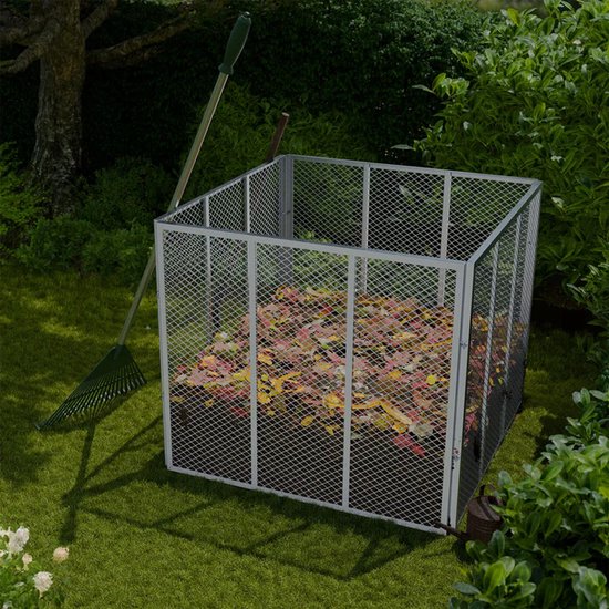 Metalen compostbak / Tuincompostbak / Bladkorf - Tuinafval - 450L - Zilver