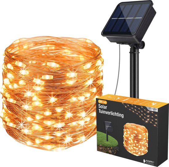 Happy Goods Solar Tuinverlichting op Zonneenergie - 200 LED Lichtsnoer Buiten - 20 m - Fairy Lights - Buitenverlichting Lichtslinger - Lichtsnoeren