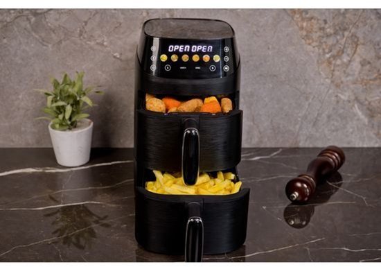 Nexxt Double Stack Airfryer – 2x 2.5L – Compact & Ruimtebesparend – 2 Gerechten Tegelijk – Ideaal voor Kleine Keukens