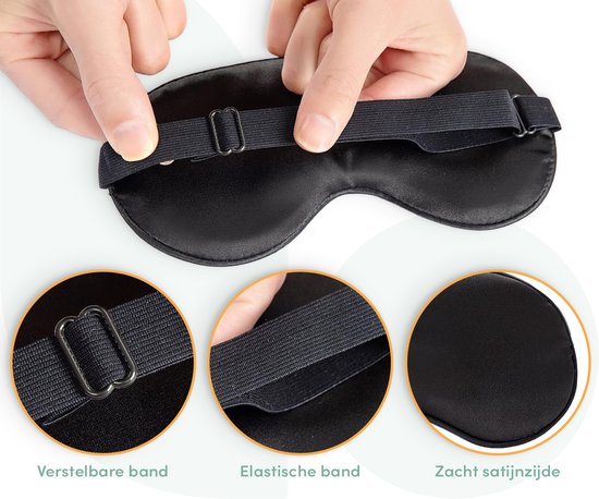 Loti Premium Zijden Slaapmasker + Opbergzakje - 100% Verduisterend Oogmasker - Verstelbaar - Blinddoek - Zijdezacht - Anti-Rimpel – Eye Mask – Sleep Mask – Zwart