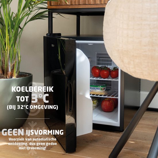 BREND BR-2240 Thermo-elektrische Mini Koelkast - 44 Liter - Fluisterstil 35 dB - LED - Energiezuinig - Voor Slaapkamer, Kantoor of Camping