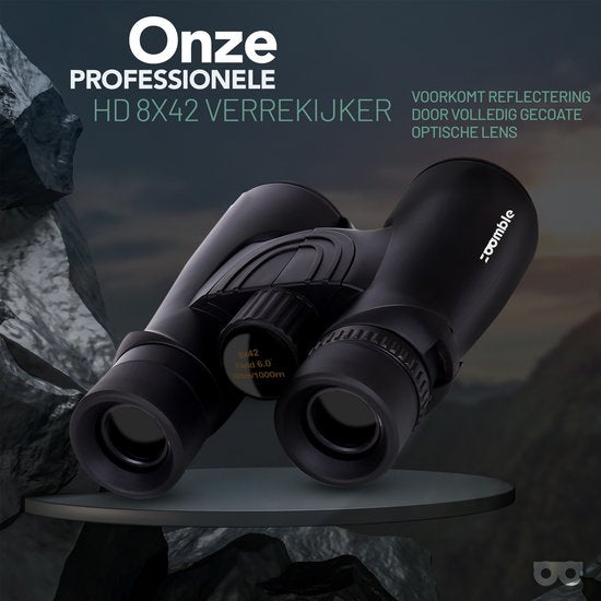 Zoomble® Verrekijker PRO 8x42 met Draagtas - Incl. E-Book Vogelspotten - Bak-4 HD Lens - Geschikt voor Vogelaars, Outdoor & Hiking - Volwassene - Verkijker