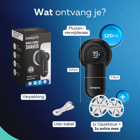 Beepro® Elektrische Pluizenverwijderaar - Ontpluizer - Ontpiller - Pluizentondeuse - Draadloos en Oplaadbaar