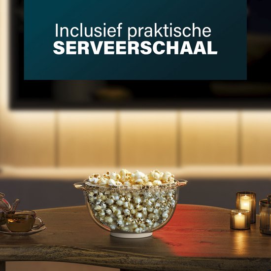 Princess 292980 Popcornmaker - Popcornmachine 450w - Transparant deksel - Serveerschaal - Rond - Knapperige en gezonde popcorn - met maatbeker - met smeltplaat voor boter - olie toevoegen mogelijk - Kinderfeestje